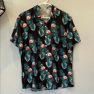 Tropical Flamingo Print Men's Shirt